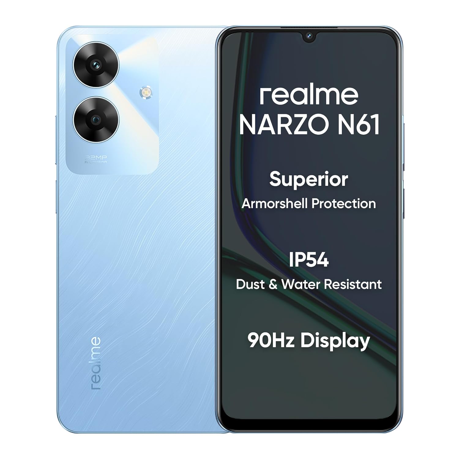 mobile phone realme NARZO N61 (Voyage Blue,6GB RAM+128GB Storage) 90Hz Eye Comfort Display | IP54 Dust & Water Resistance | 48-Month Fluency | Charger in The Box